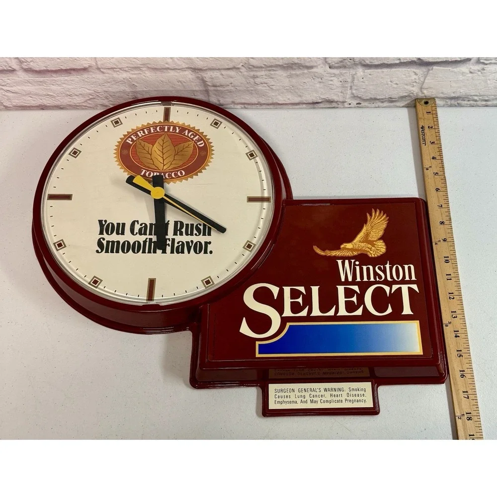 Vintage Winston Select Cigarette Battery Operated Wall Clock Tobacco Advertising